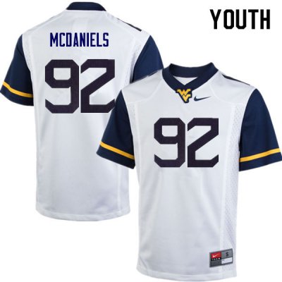 Youth West Virginia Mountaineers NCAA #92 Dalton McDaniels White Authentic Nike Stitched College Football Jersey ZL15K58ZT